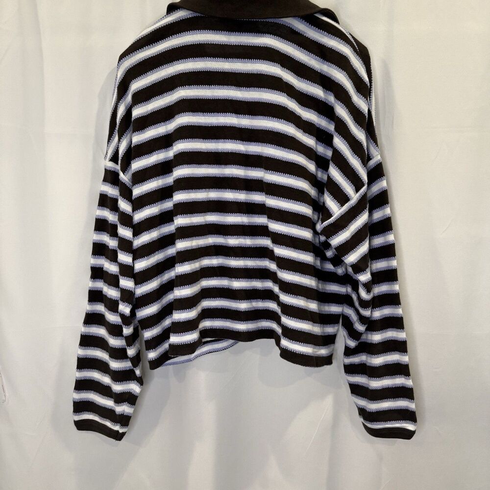 Madewell Women’s Relaxed Purple Brown Stripe V Neck Long Sleeve Pullover XL - Picture 5 of 7